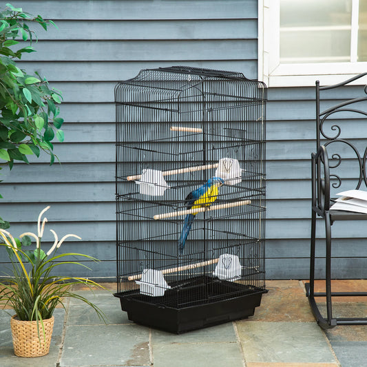 Large Bird Cage 92cm - Metal Cage with Perches, Food Bowls & Swing
