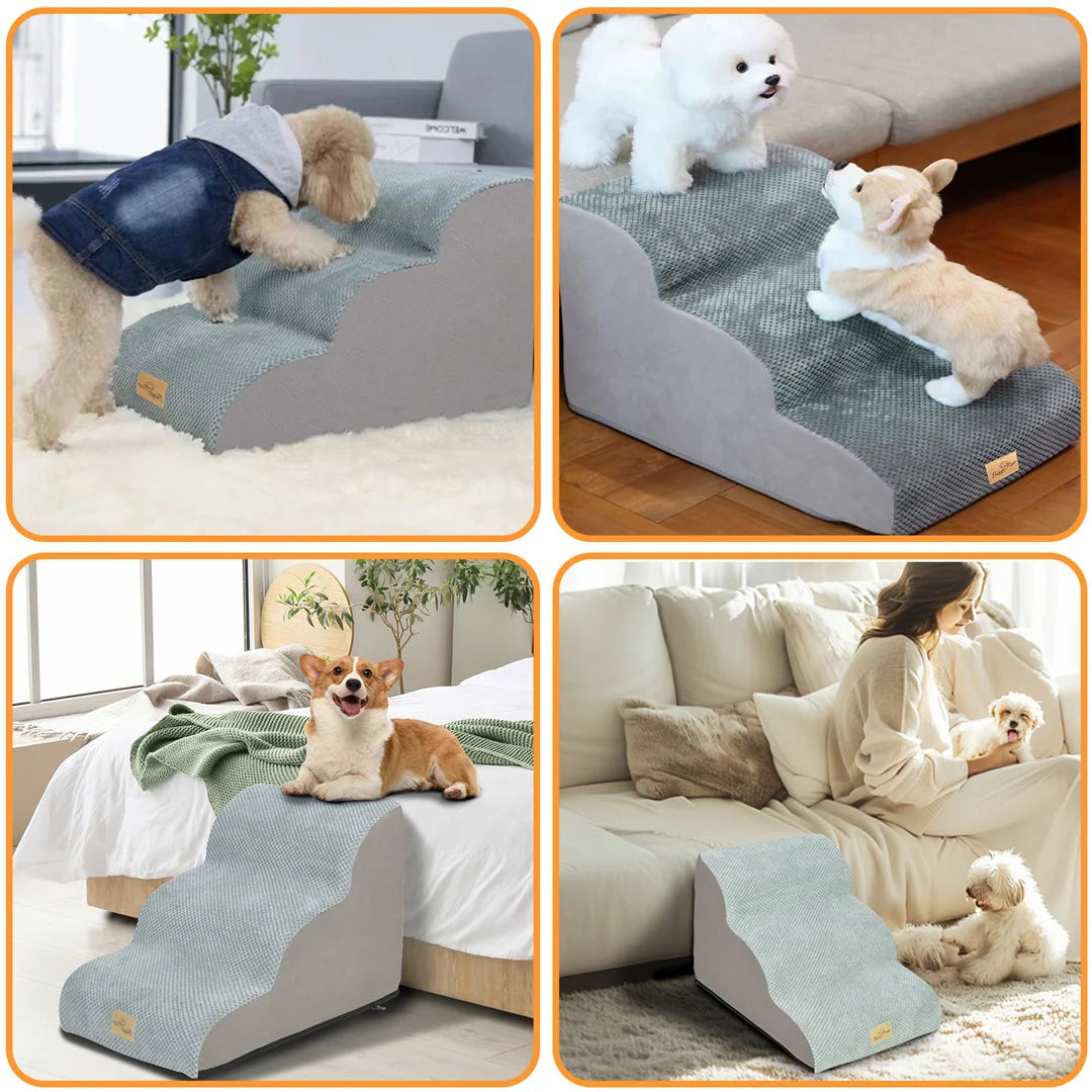 Dog Stairs 5 Steps - Pet Steps for High Beds & Sofas with Washable Cover