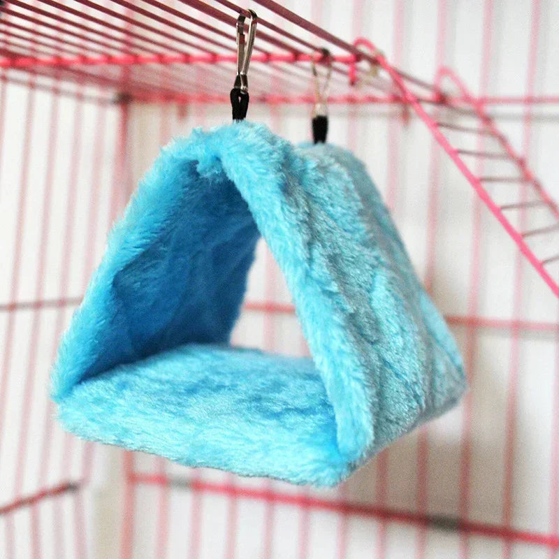 Bird Hammock Hut - Warm Plush Hanging Nest for Parrots & Small Birds