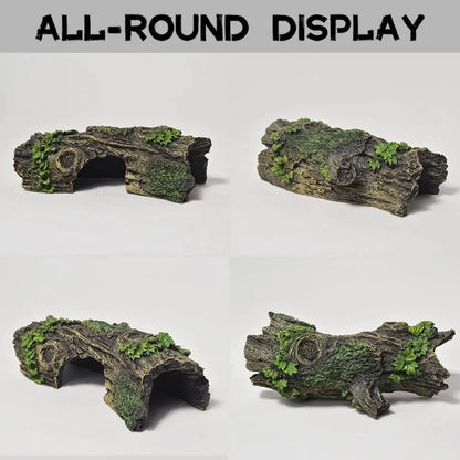 Hollow Tree Tunnel Ornament – Aquarium Cave Shelter for Fish & Reptiles