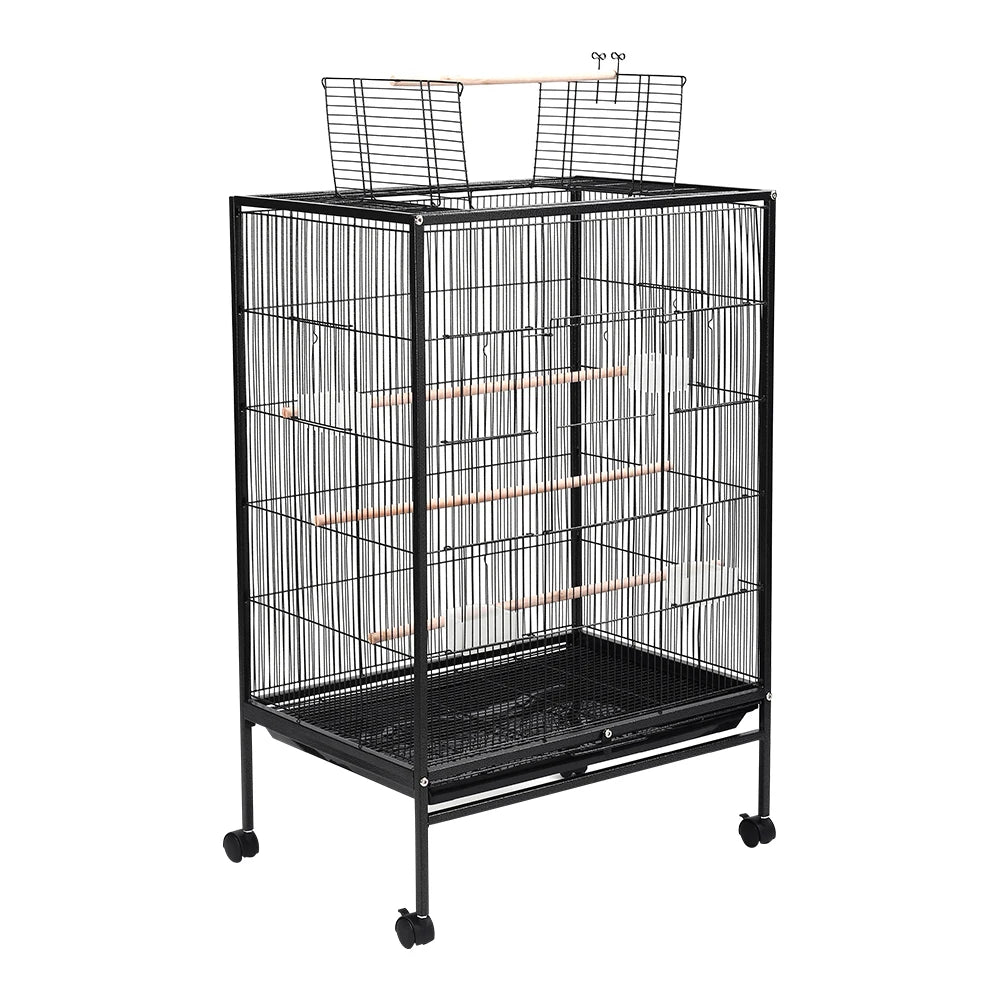 Bird Cage 94cm with Wheels - Open Top Metal Cage for Cockatiels & Parrots