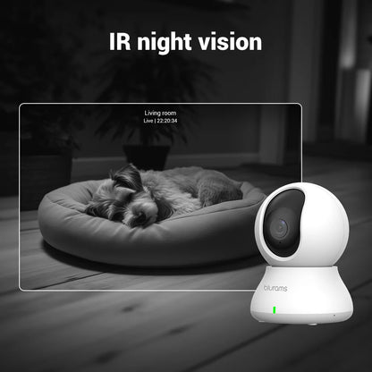 2K WiFi Pet Camera - 360° PTZ Indoor Camera with 2-Way Talk & Night Vision