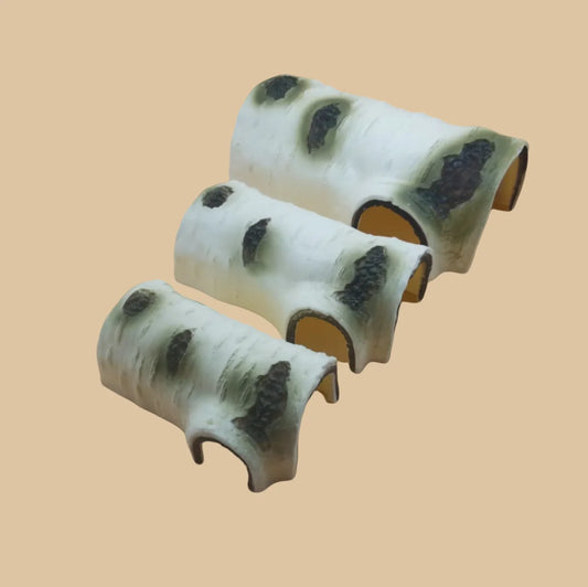 Reptile Hideaway Cave – Resin Birch Wood Shelter for Lizards & Amphibians