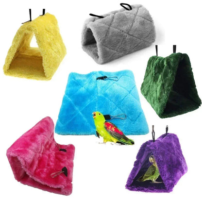 Bird Hammock Hut - Warm Plush Hanging Nest for Parrots & Small Birds