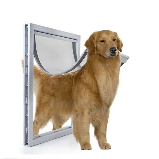 Pet Door for Wooden Doors - Insulated Dog & Cat Flap with Rain Cover