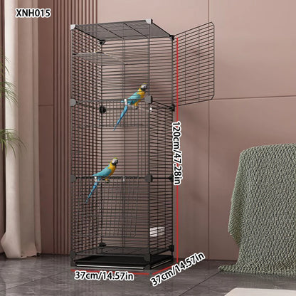 Large Parrot Cage - Metal Horizontal Wire Cage for Parrots & Medium Birds
