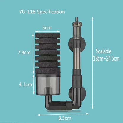 Aquarium Bio Sponge Filter – Air-Powered Skimmer & Water Cleaner