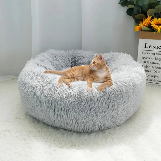 Warm Donut Pet Bed – Plush, Machine-Washable Dog & Cat Sleeping Nest