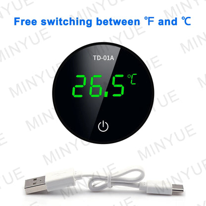 LCD Digital Aquarium Thermometer – Type-C Charging, High Precision -9.9-50℃
