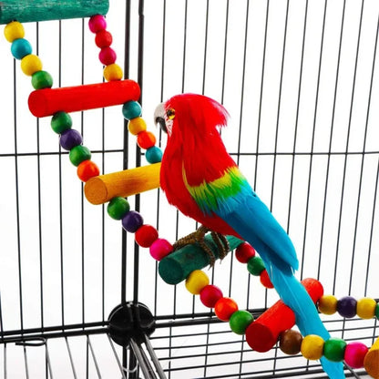 Wooden Climbing Ladder 74cm - Colourful Bird Toy for Parrots & Budgies