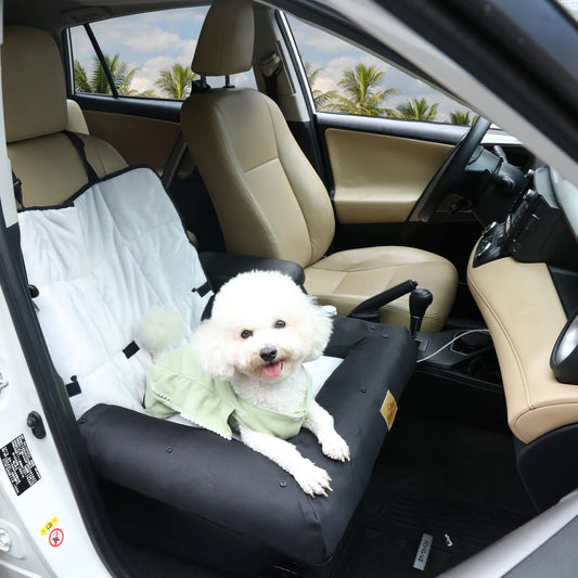 Portable Dog Car Seat – Travel Bed with Safety Belt | Waterproof Pet Booster & Cushion