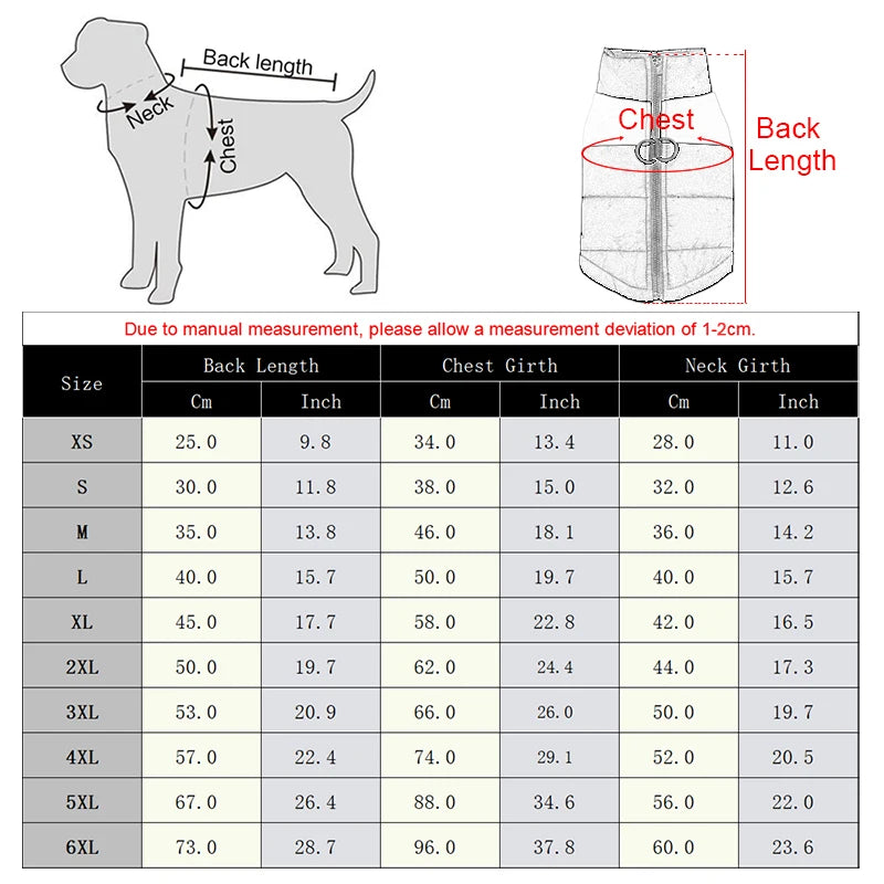 Winter Dog Coat - Waterproof Warm Vest for Small, Medium & Large Dogs