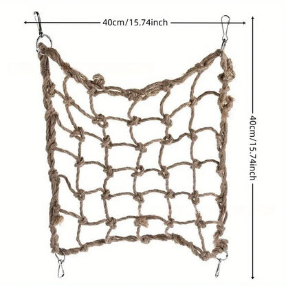 40×40cm Parrot Climbing Net – Hanging Rope Swing & Chew Toy with Hooks
