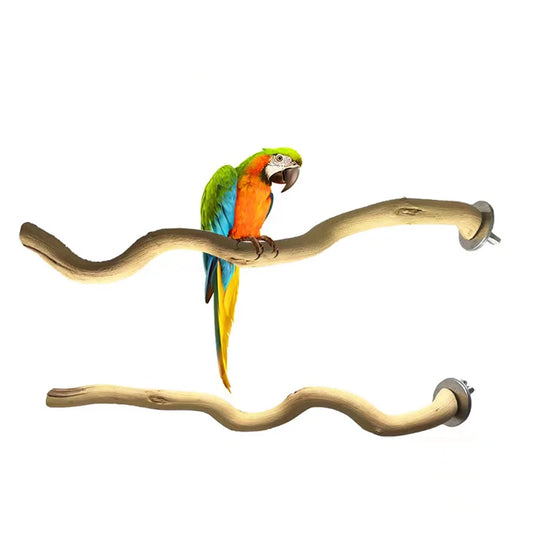 Natural Wood Fork Perch – Hanging Swing Branch Toy for Bird Cages