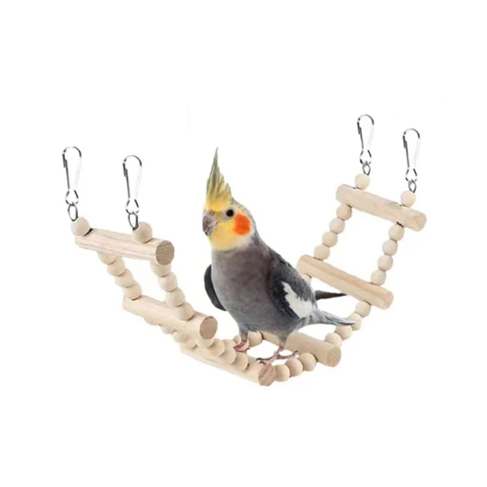 8-Piece Bird Toy Set - Wooden Swing, Chewing & Hanging Toys for Parakeets