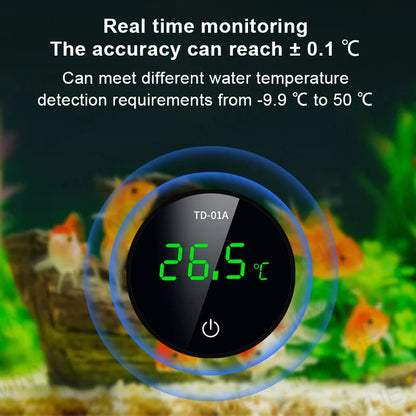 LCD Digital Aquarium Thermometer – Type-C Charging, High Precision -9.9-50℃