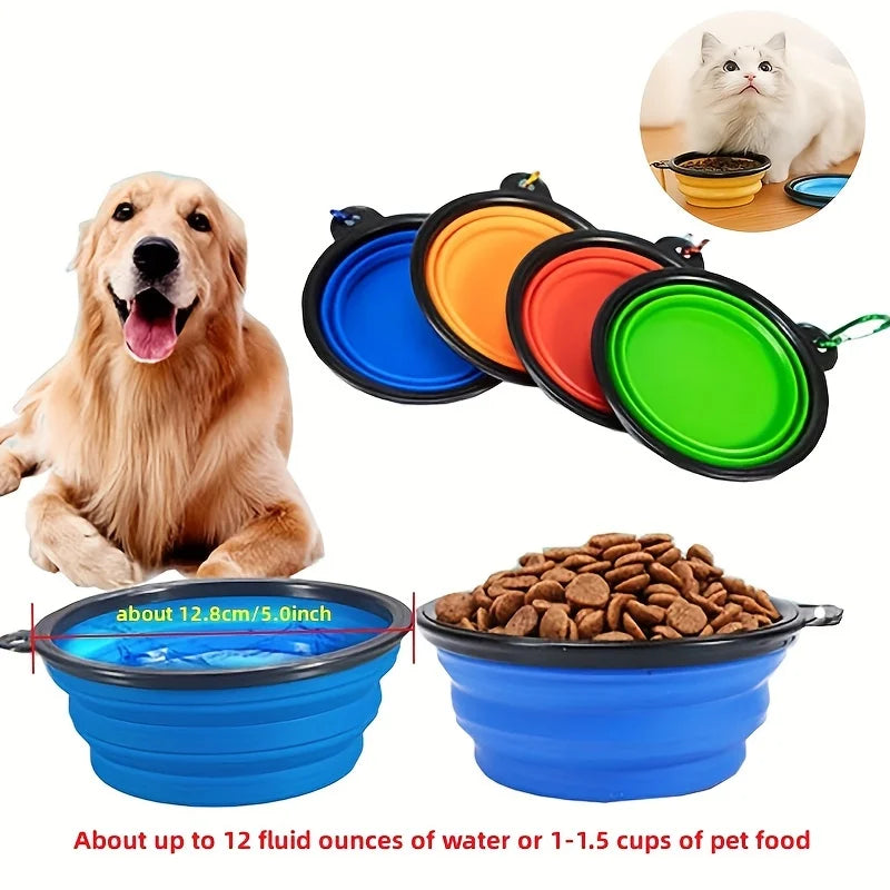 Collapsible Pet Food Bowl 350ml - Portable Silicone Travel Bowl for Dogs & Cats
