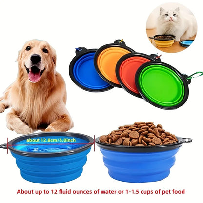 Collapsible Pet Food Bowl 350ml - Portable Silicone Travel Bowl for Dogs & Cats