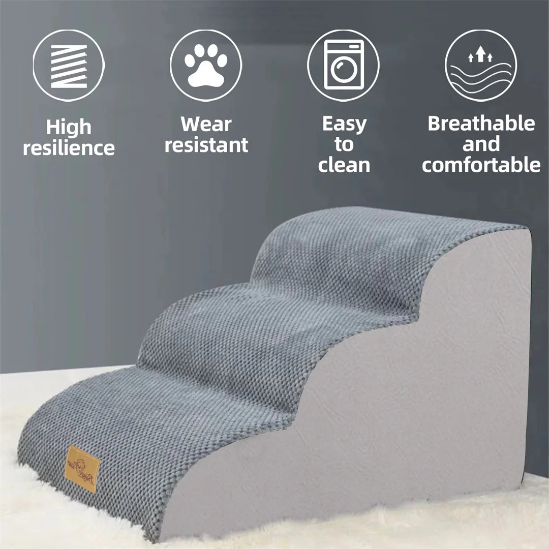 Dog Stairs 5 Steps - Pet Steps for High Beds & Sofas with Washable Cover