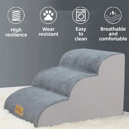 Dog Stairs 5 Steps - Pet Steps for High Beds & Sofas with Washable Cover