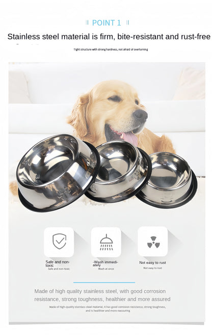 Stainless Steel Dog Bowl - Durable Metal Pet Feeder for Dogs & Cats
