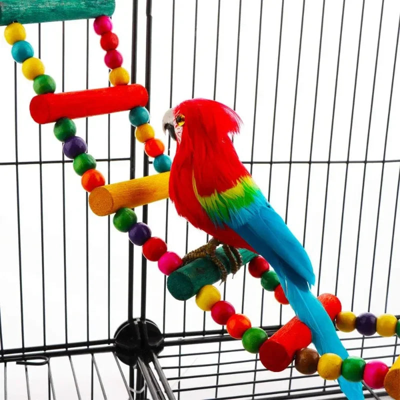 Wooden Climbing Ladder 74cm - Colourful Bird Toy for Parrots & Budgies