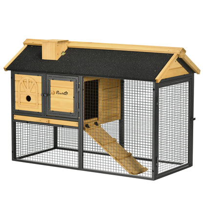 Rabbit Hutch 120cm - Outdoor Bunny Cage with Run & Removable Tray - The Best For Pets