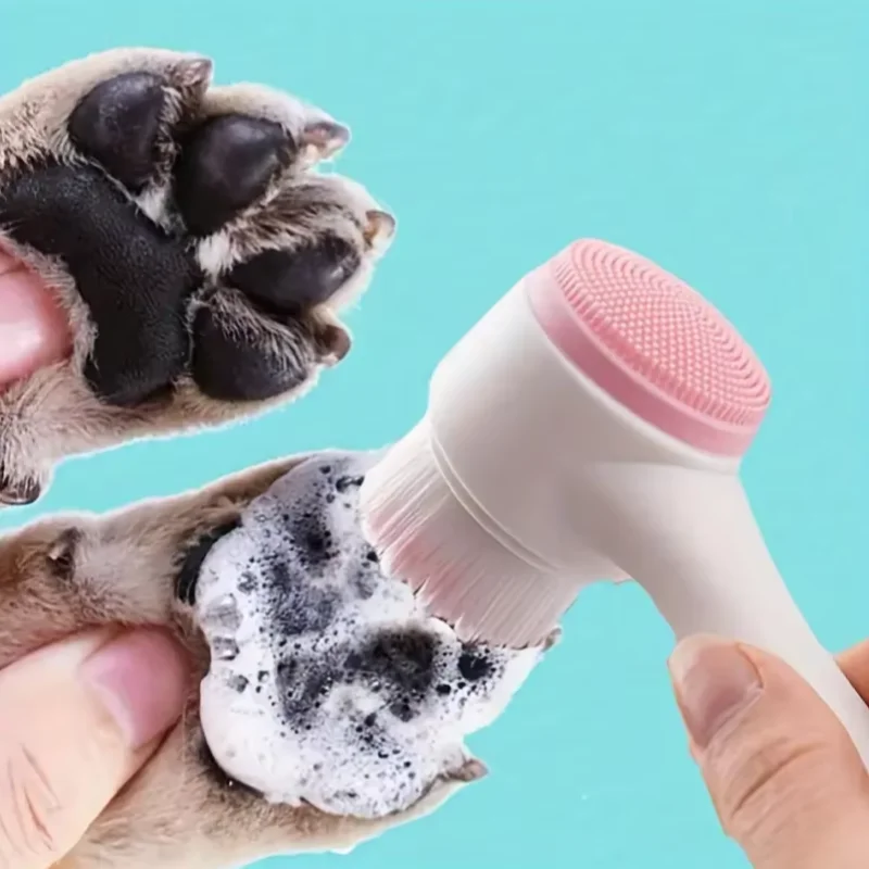 Silicone Pet Paw Cleaner & Massage Brush - Dual-Sided Grooming Tool for Dogs & Cats