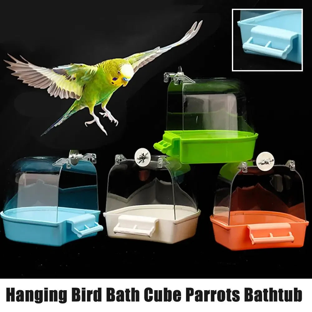 Bird Bath Box - Clear Hanging Shower Cage for Parakeets & Parrots