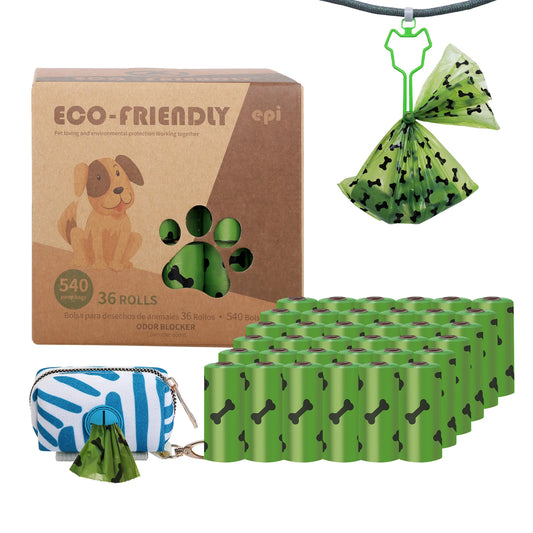 Dog Poo Bags - 540 Counts with Carrier Biodegradable Poop Waste Bag Refill Rolls for Dogs Large and Leak Proof Poo Bag