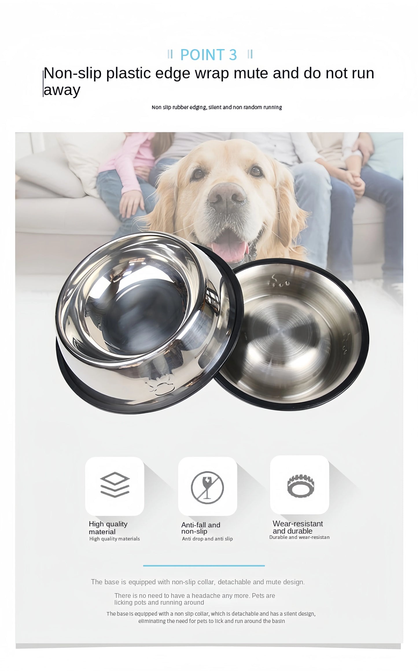 Stainless Steel Dog Bowl - Durable Metal Pet Feeder for Dogs & Cats