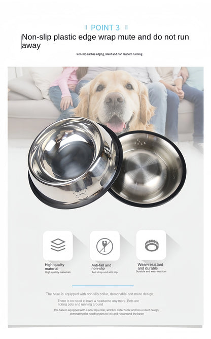 Stainless Steel Dog Bowl - Durable Metal Pet Feeder for Dogs & Cats