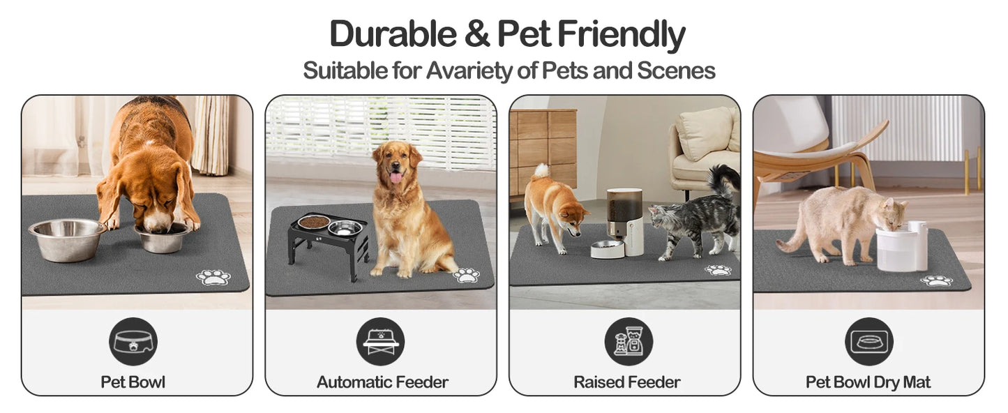Absorbent Pet Feeding Mat – Quick-Dry Place mat for Food & Water | Easy-to-Clean Non-Slip Mat for Messy Eaters