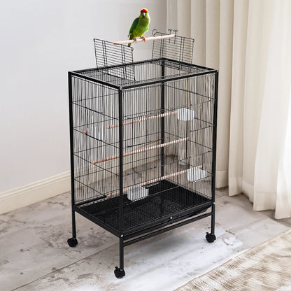 Bird Cage 94cm with Wheels - Open Top Metal Cage for Cockatiels & Parrots