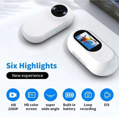 Pet Collar Camera 1080P - Mini Sports Action Camera with 200-Min Battery