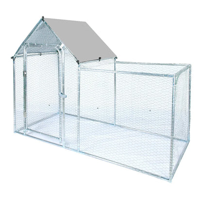 Galvanised Walk In Chicken Coop with PE Rain Cover and Playpen