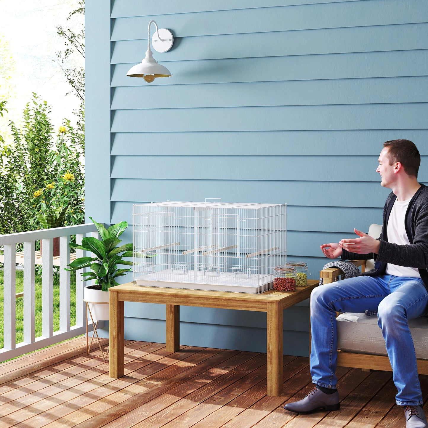 Bird Cage with Divider 76cm - 4 Wooden Perches & Slide Out Tray