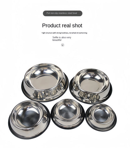 Stainless Steel Dog Bowl - Durable Metal Pet Feeder for Dogs & Cats