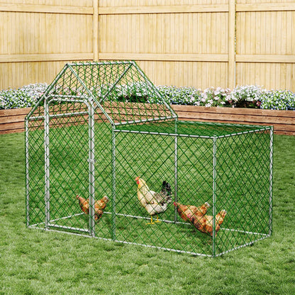 Galvanised Walk In Chicken Coop with PE Rain Cover and Playpen