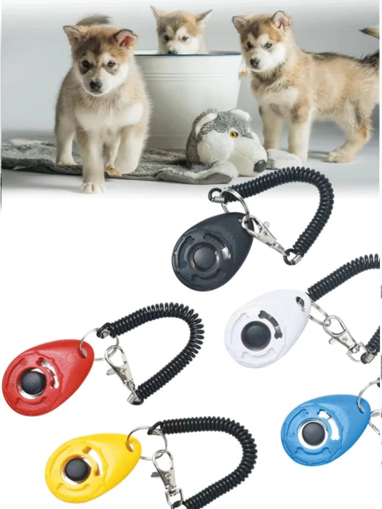Dog Training Clicker 6cm - Adjustable Wrist Strap Pet Trainer with Key Ring