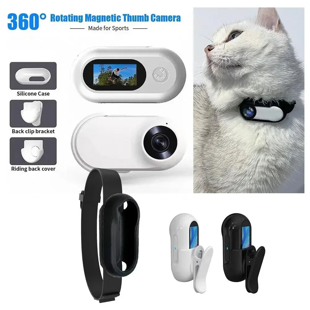 Pet Collar Camera 1080P - Mini Sports Action Camera with 200-Min Battery