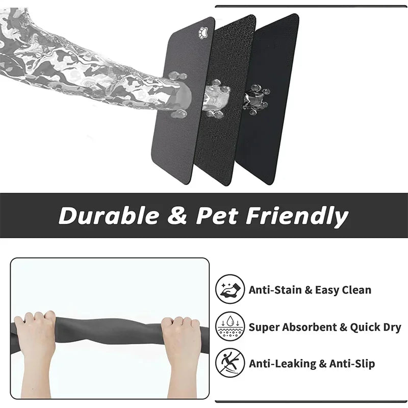 Absorbent Pet Feeding Mat – Quick-Dry Place mat for Food & Water | Easy-to-Clean Non-Slip Mat for Messy Eaters