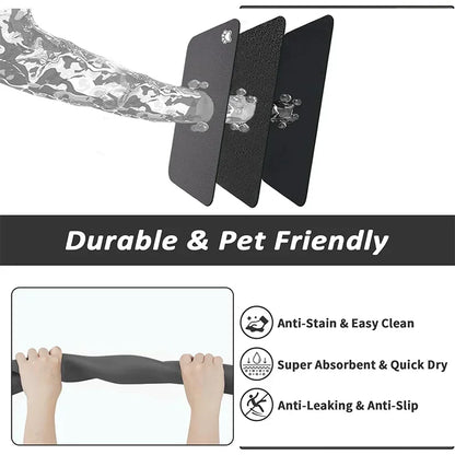 Absorbent Pet Feeding Mat – Quick-Dry Place mat for Food & Water | Easy-to-Clean Non-Slip Mat for Messy Eaters