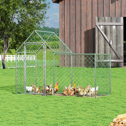 Galvanised Walk In Chicken Coop with PE Rain Cover and Playpen