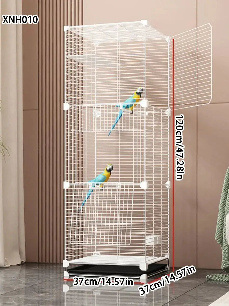 Large Parrot Cage - Metal Horizontal Wire Cage for Parrots & Medium Birds