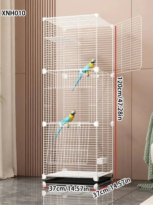 Large Parrot Cage - Metal Horizontal Wire Cage for Parrots & Medium Birds
