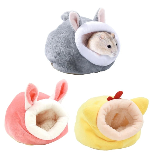 Windproof Plush Hamster Nest – Warm Winter House for Small Pets