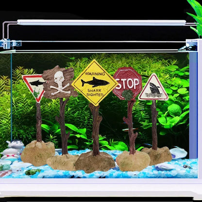 Warning Signs Ornament – Aquarium Decoration & Fish Tank Background