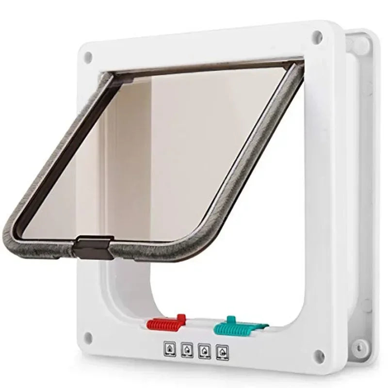Cat & Dog Flap Door - 4-Way Security Lock Pet Door in ABS Plastic