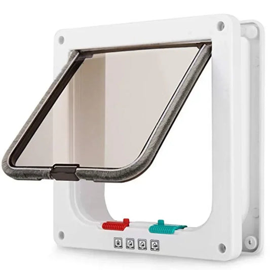 Cat & Dog Flap Door - 4-Way Security Lock Pet Door in ABS Plastic